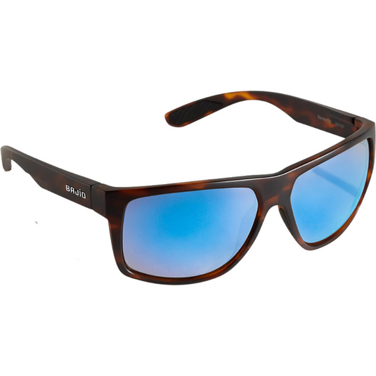 Bajio Boneville Sunglasses - Matte Dark Tortoise Frames with Blue Mirror Plastic Lens