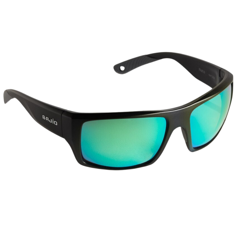 Load image into Gallery viewer, Bajio Nato Sunglasses - Black Matte Frames with Green Mirror Lens
