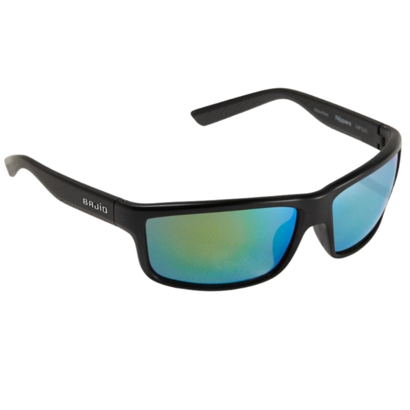 Load image into Gallery viewer, Bajio Nippers Sunglasses - Black Matte Frames with Green Mirror Glass Lens
