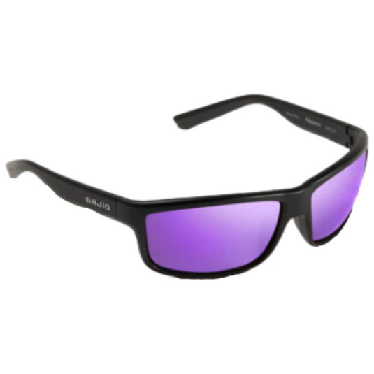 Bajio Nippers Sunglasses - Black Matte Frames with Violet Mirror Glass Lens