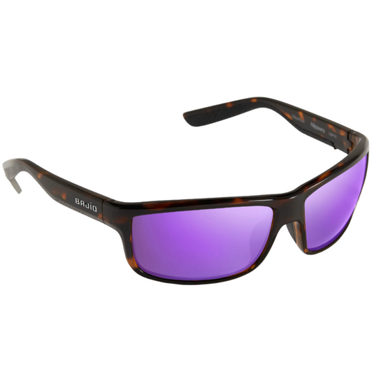 Bajio Nippers Sunglasses - Tortoise Gloss Frames with Violet Mirror Glass Lens