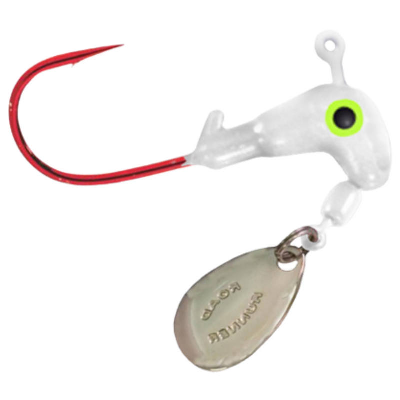 Load image into Gallery viewer, Blakemore Fishing Road Runner Barbed Jig Heads - White
