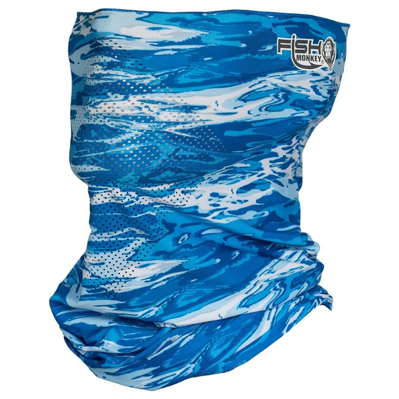 Load image into Gallery viewer, Fish Monkey Performance Face Guard  Blue Water Camo
