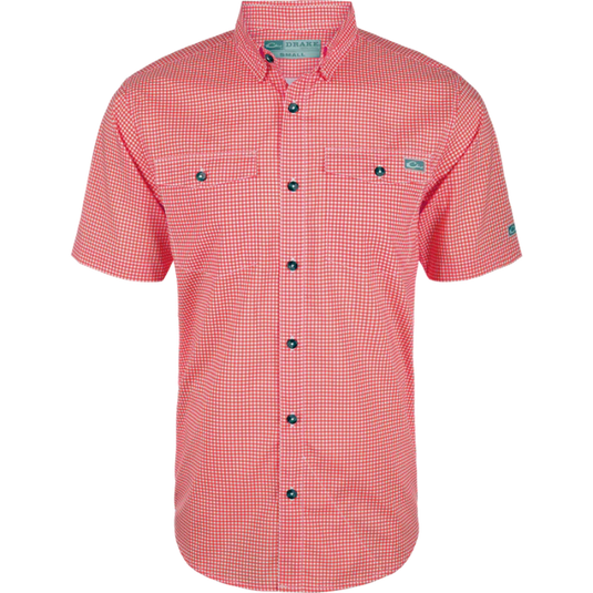 Drake Frat Gingham Check Button-Down Short Sleeve Shirt - Chili Pepper Red