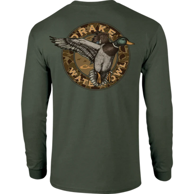 Drake Circle Mallard LS Shirt - Kalamata Light Heather