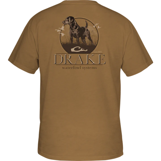 Drake Standing Black Lab T-Shirt - Medal Bronze Heather - Back