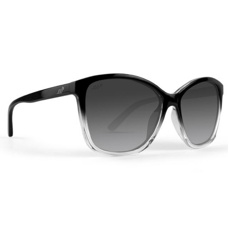 Load image into Gallery viewer, Epoch Elizabeth Sunglasses - Black to Clear Frames with Polarized Smoke Gradient Lens
