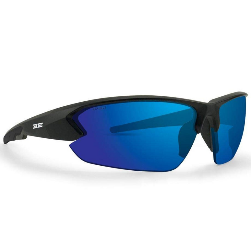 Load image into Gallery viewer, Epoch Eyewear Midway Sunglasses - Black Frames with Polarized Blue Mirror Lens
