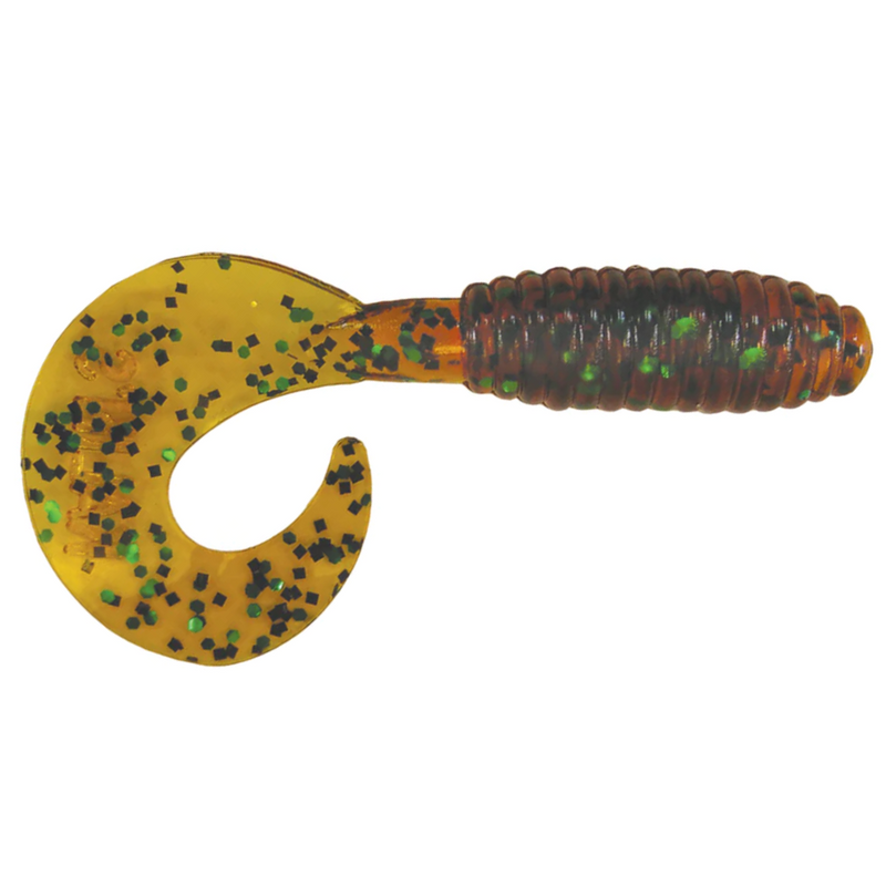 Load image into Gallery viewer, Kalin&#39;s Lunker Grubs - Pumpkin Salt and Pepper Green Flake
