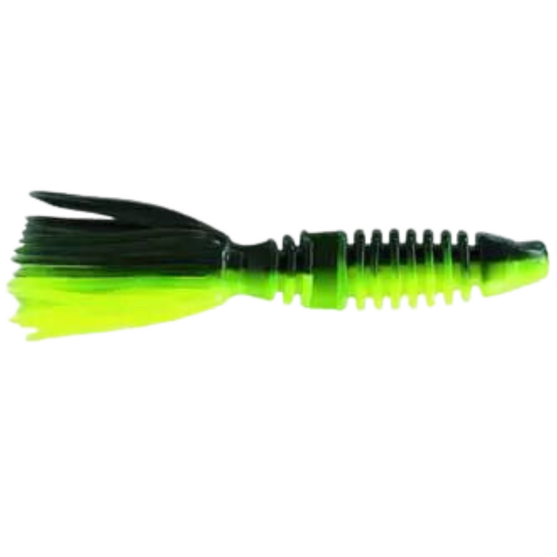 Load image into Gallery viewer, Luck E Strike Skirted Minna Crappie Baits - Black Chartreuse
