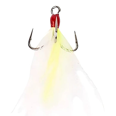 Mustad In-Line Alpha Point Treble Hooks - Chartreuse and White