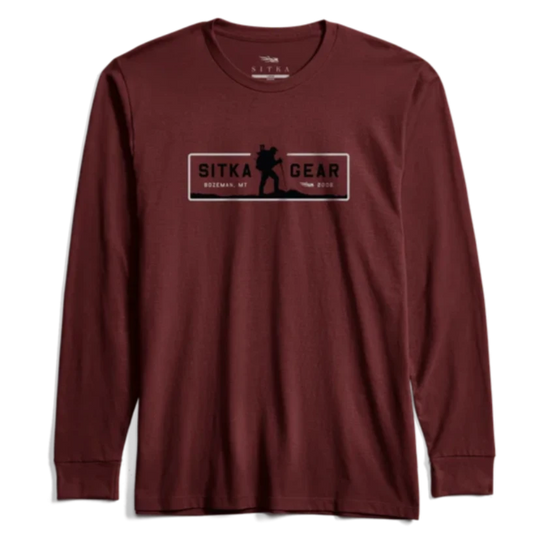 Sitka Trek Long Sleeve T-Shirts - Dark Red