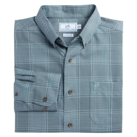 Southern Tide Flannel Afterdeck Plaid Sport Shirt - Gray