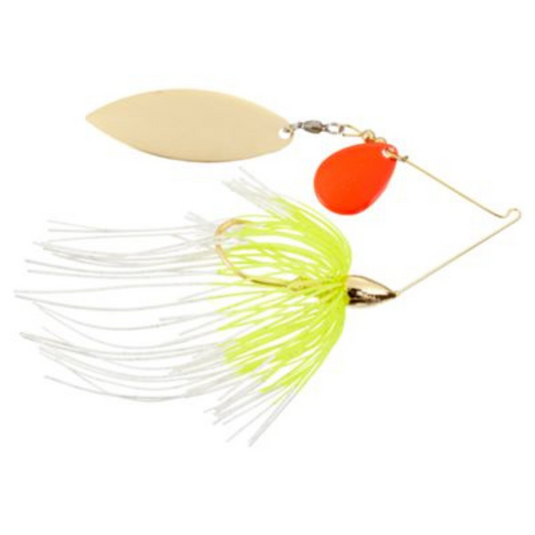 War Eagle Gold Colorado Willow Spinnerbaits - White Chartreuse Red Kicker