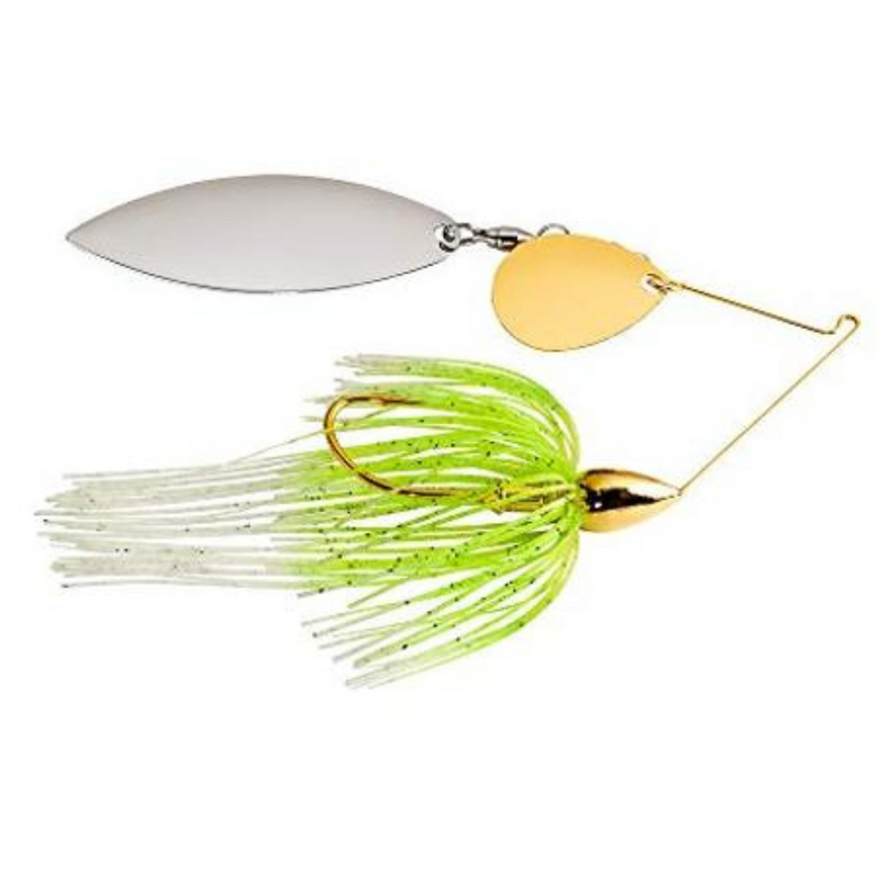 Load image into Gallery viewer, War Eagle Gold Colorado Willow Spinnerbaits - White Chartreuse Reverse Blades
