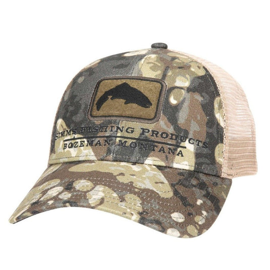 Simms Trout Icon Trucker Hats - Riparian Camo