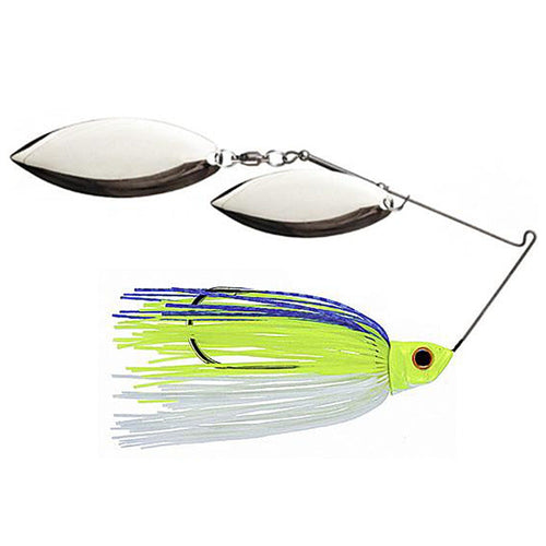 Revenge Baits Deep Runner Double Willow Nickle Spinnerbaits - White Chartreuse Blue