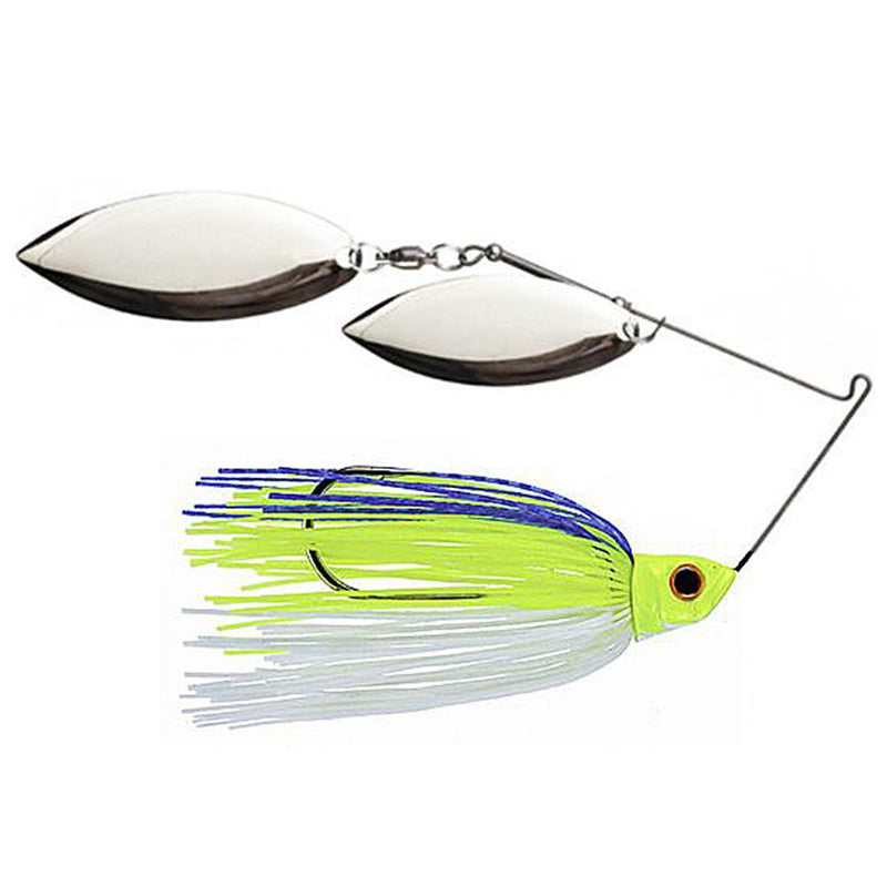 Load image into Gallery viewer, Revenge Baits Deep Runner Double Willow Nickle Spinnerbaits - White Chartreuse Blue
