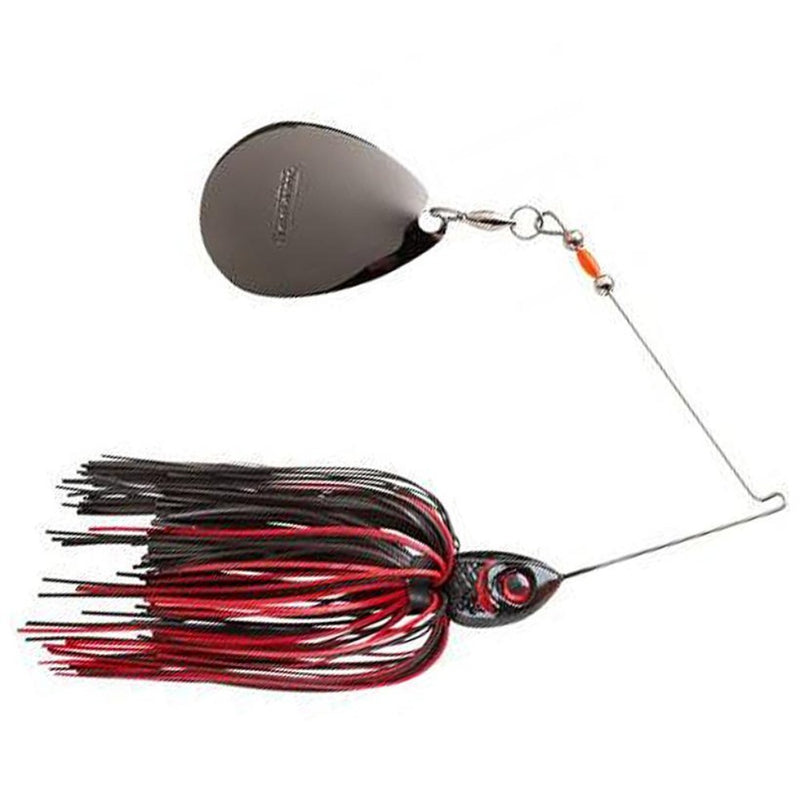 Load image into Gallery viewer, Booyah Moon Talker Spinnerbaits Black with Red Gill and Black and Red Skirt
