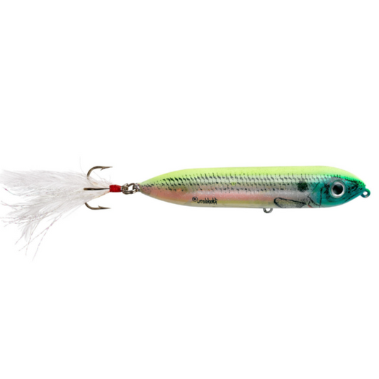 Heddon Feather Dressed Super Spook Jr. Topwater Lure Okie Shad