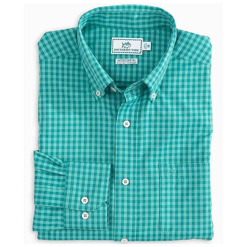 Load image into Gallery viewer, Southern Tide Rivercourse Plaid Inter-coastal Performance LS Shirt - Tidewater
