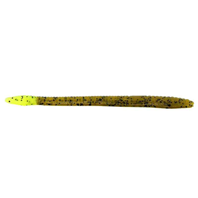 Load image into Gallery viewer, Zoom Finesse Worm Green Pumpkin Chartreuse Tail
