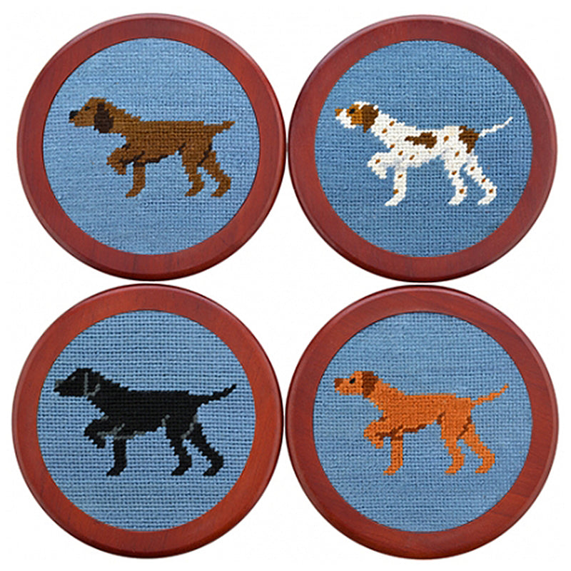 Load image into Gallery viewer, Smathers &amp; Branson Needlepoint Coaster Set - Dogs on Point
