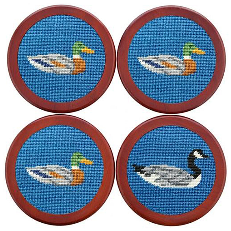 Load image into Gallery viewer, Smathers &amp; Branson Needlepoint Coaster Set - Duck Duck Goose
