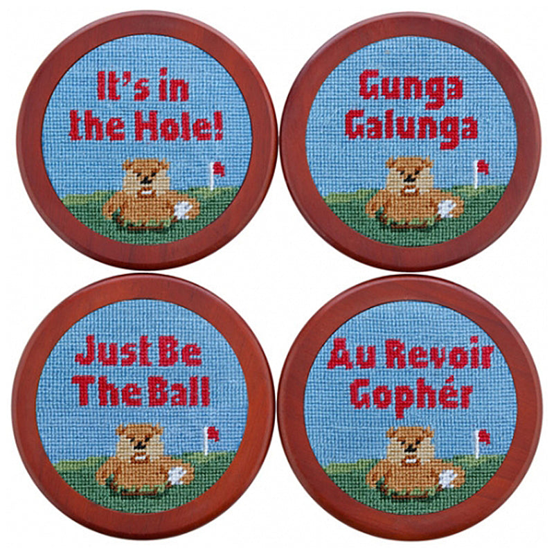 Load image into Gallery viewer, Smathers &amp; Branson Needlepoint Coaster Set - Gopher Golf
