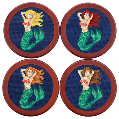 Smathers & Branson Needlepoint Coaster Set - Mermaid