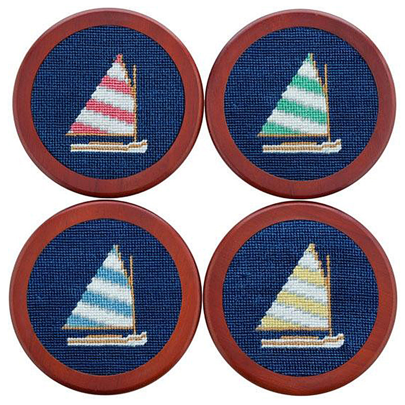 Load image into Gallery viewer, Smathers &amp; Branson Needlepoint Coaster Set - Rainbow Fleet
