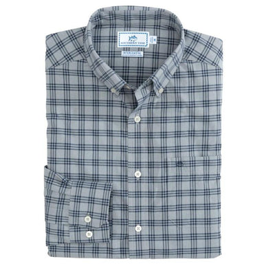 Southern Tide Intercoastal Heather Check Sports Shirt - True Navy