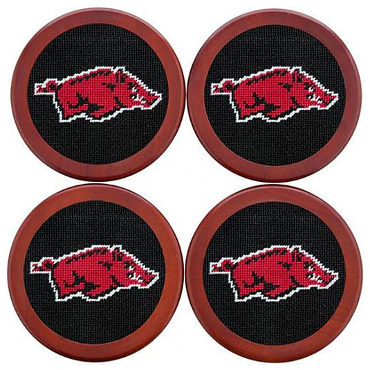 Smathers & Branson Needlepoint Coaster Set - Arkansas Razorback