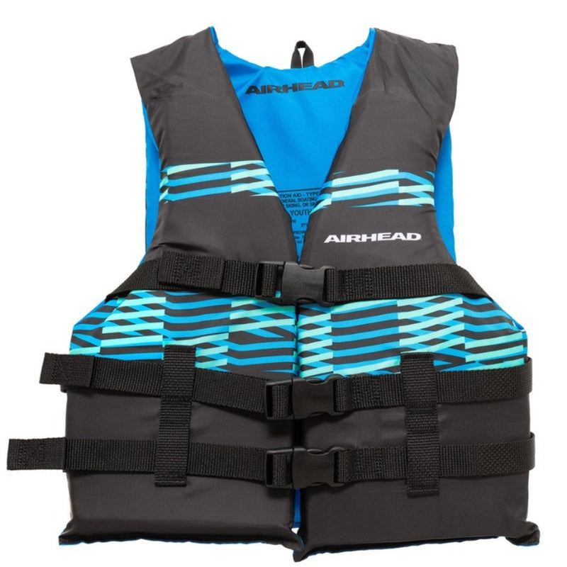 Load image into Gallery viewer, Airhead Element Life Vest - Blue and Black with Aqua Stripes
