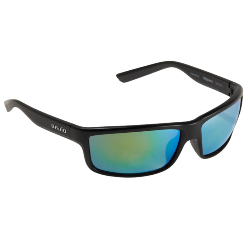 Load image into Gallery viewer, Bajio Nippers Sunglasses - Black Matte Frames with Green Mirror Glass Lens
