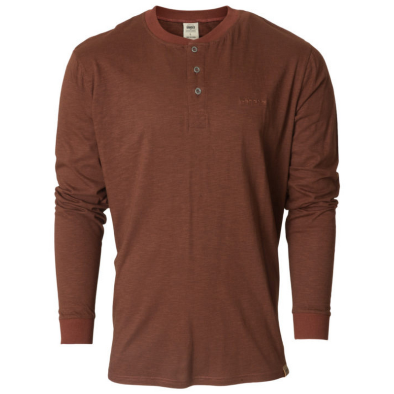 Load image into Gallery viewer, Banded Brush Creek Henley LS Top - Burgundy
