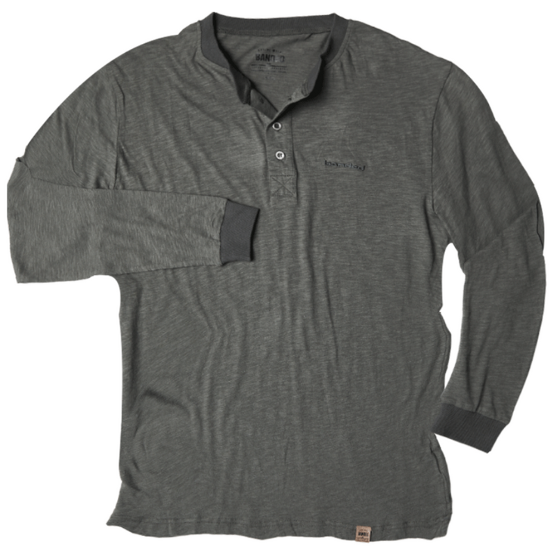 Load image into Gallery viewer, Banded Brush Creek Henley LS Top - Charcoal
