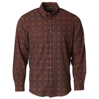 Banded Hustle Performance Button Up Shirts - Burgundy Plaid