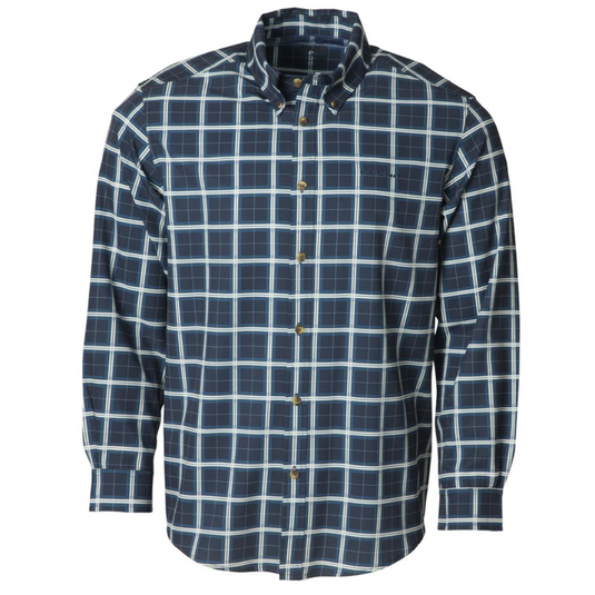 Banded Hustle Performance Button Up Shirts - Dark Denim Plaid