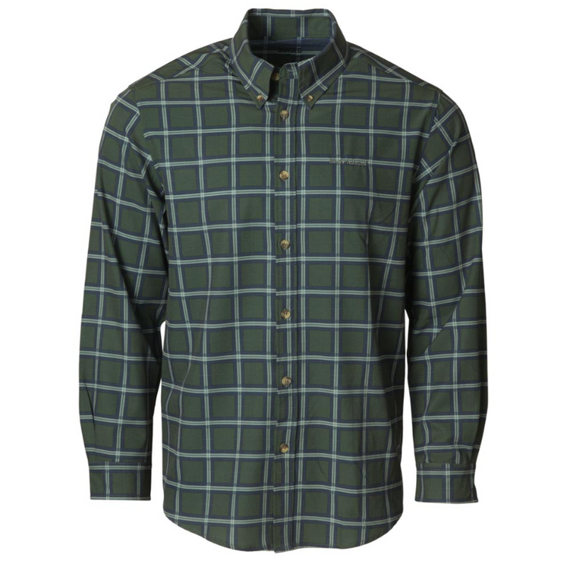 Load image into Gallery viewer, Banded Hustle Performance Button Up Shirts - Dark Olive Plaid
