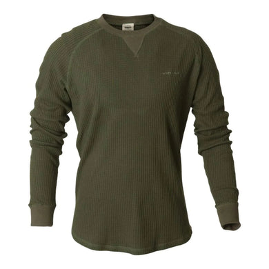 Banded Grey Cliff Waffle Long-Sleeve Top Dark Olive