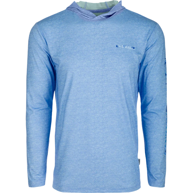 Load image into Gallery viewer, Drake Performance Hoodie Print L/S - Marina Blue Heather
