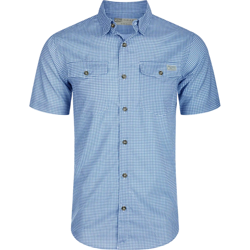 Load image into Gallery viewer, Drake Frat BD Gingham Check S/S - Marina Blue
