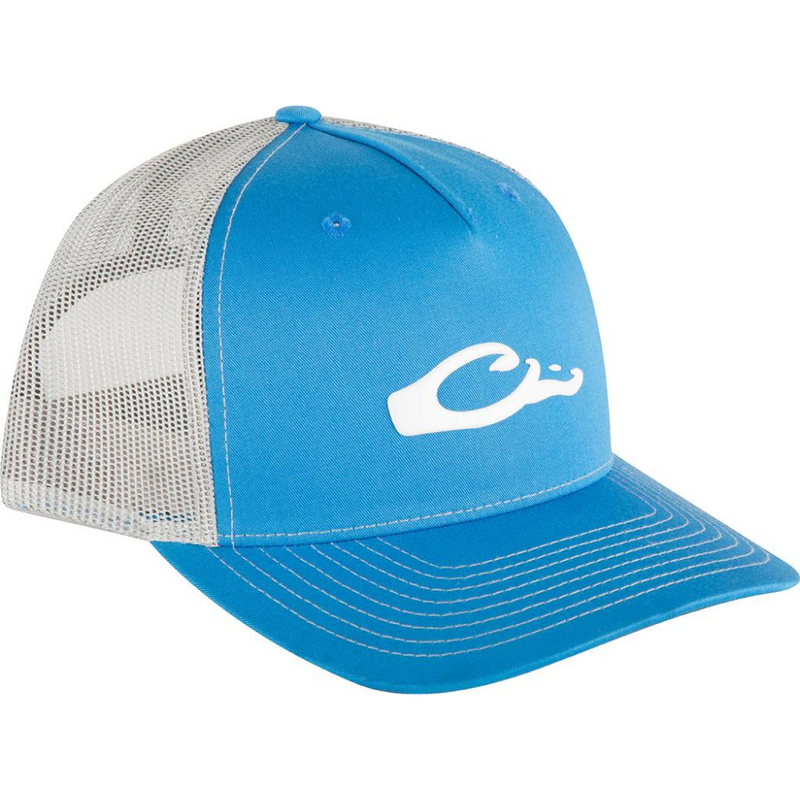 Load image into Gallery viewer, Drake Waterfowl 5-Panel Slick Logo Hat - Cobalt Silver
