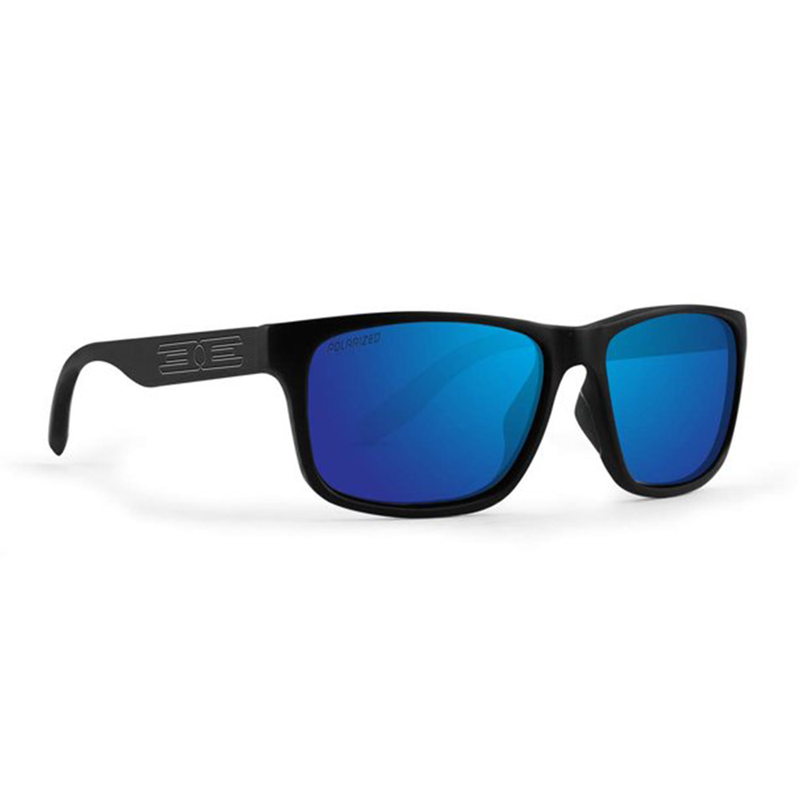 Load image into Gallery viewer, Epoch Delta Sunglasses Black Frames and Polarized Blue Mirror Frames
