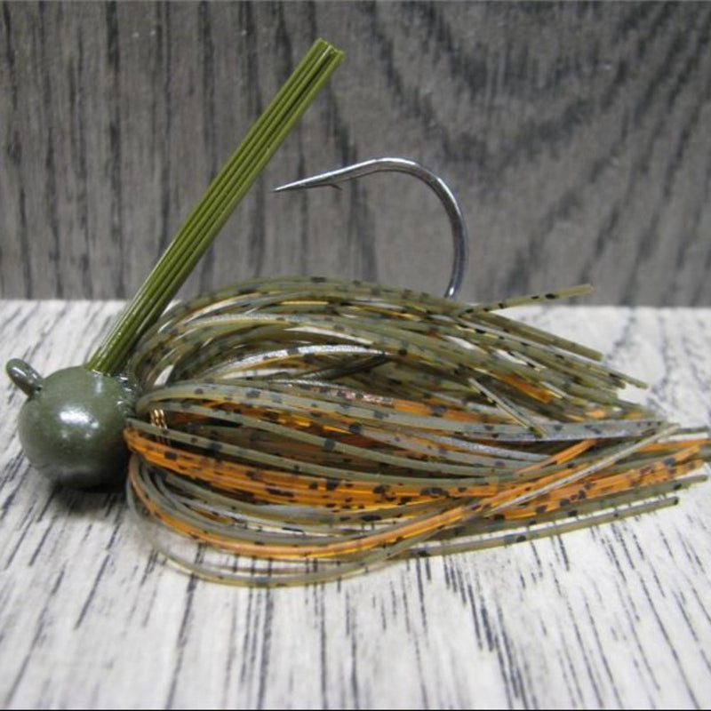 Load image into Gallery viewer, Brazalo Custom Lures Football Head Jigs - Green Pumpkin Orange
