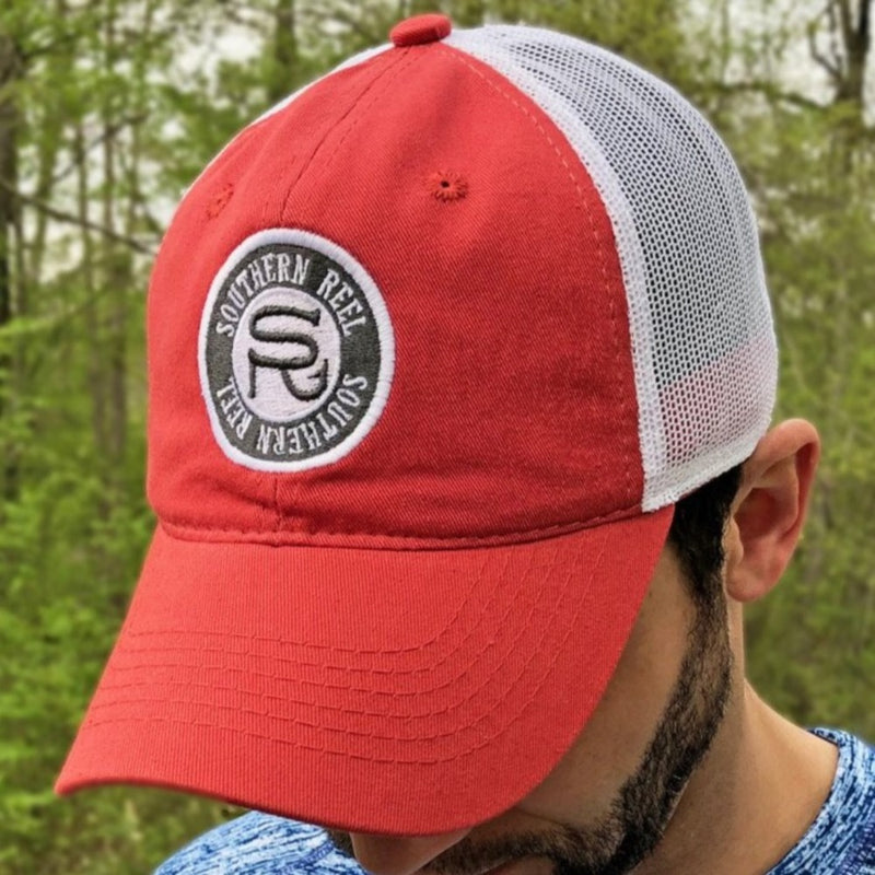 Load image into Gallery viewer, Southern Reel Outfitters Embroidered Hats Nantucket Red and White
