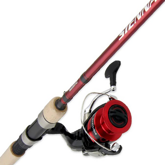 Shimano Sienna Spinning Combo Rods and Reels - Red Rod and Reel