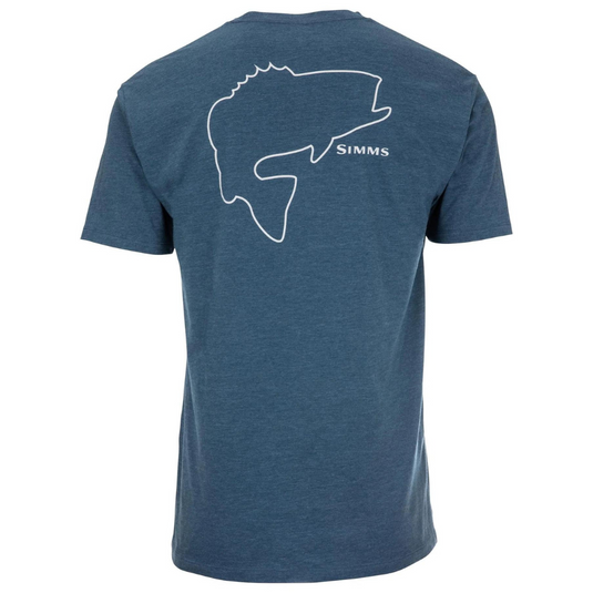 Simms M's Bass Outline T-Shirt - Sailor Blue Heather