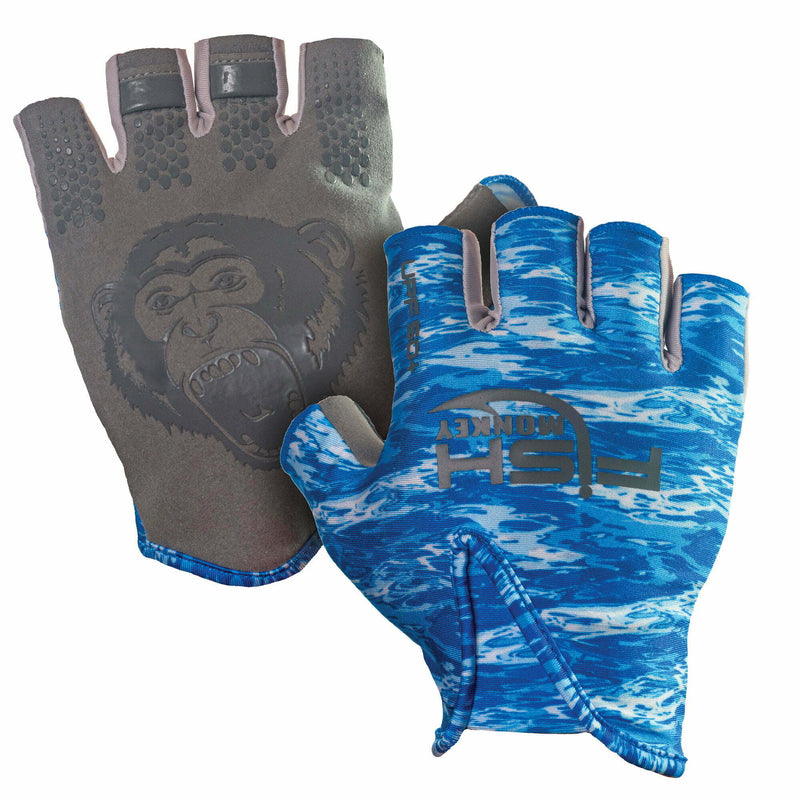 Load image into Gallery viewer, Fish Monkey Stubby Guide Gloves - Blue Camo
